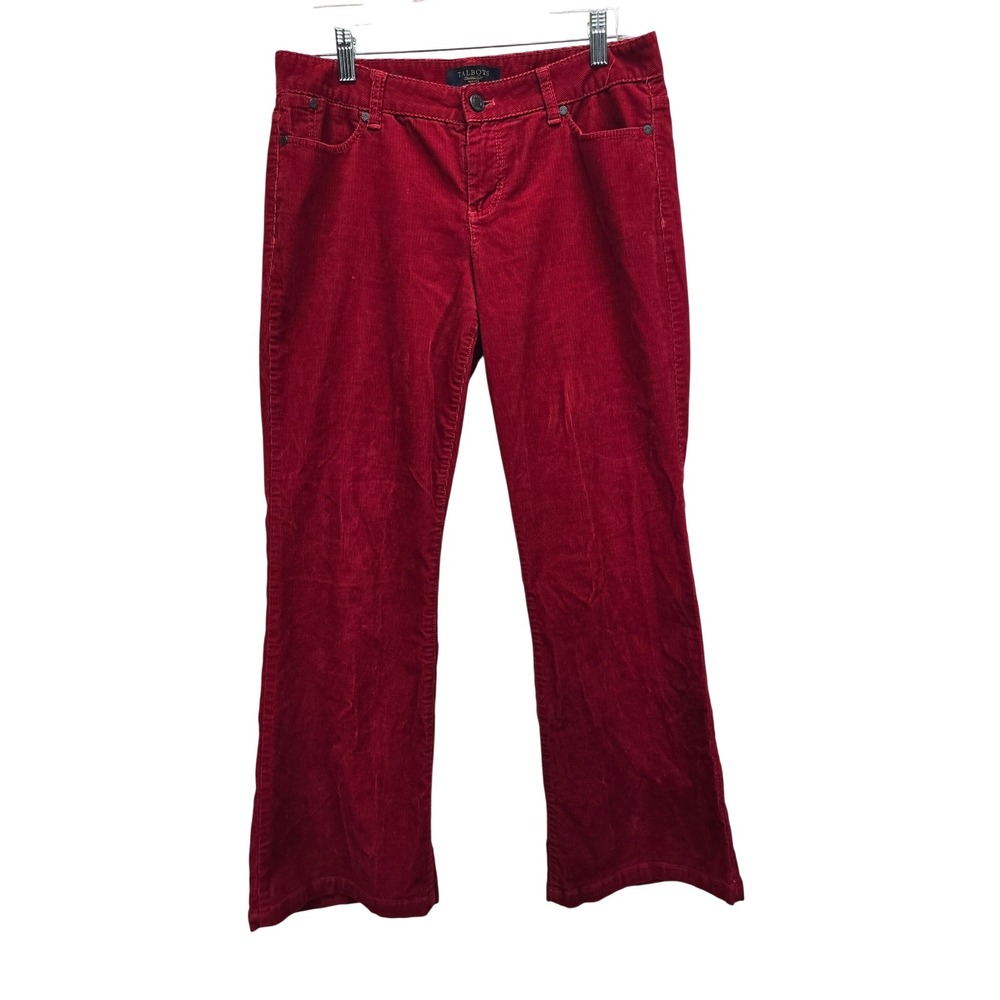Talbots Signature Boot Red Corduroy Pants Womens 8P Petite Bootcut Mid Rise Fall